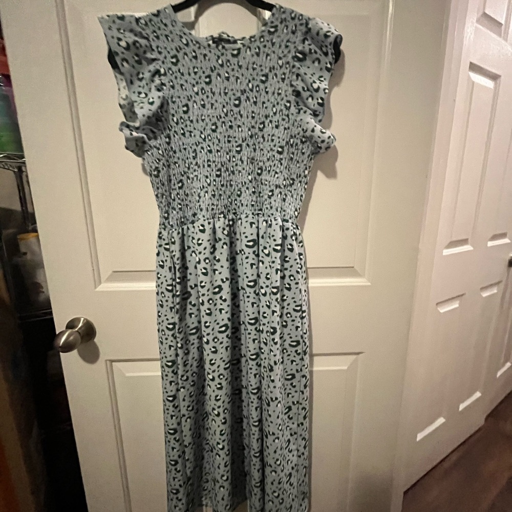 Women's Blue Leopard Print Dress Michelle McDowell